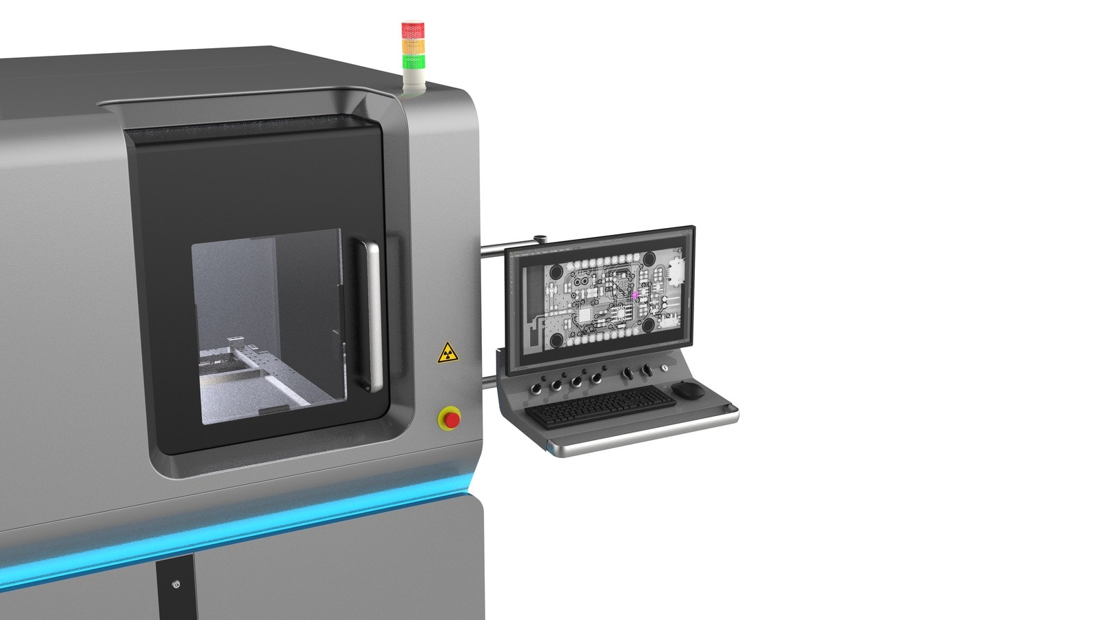 MQX.tracE inspection cabinet with operator console and imaging software on screen